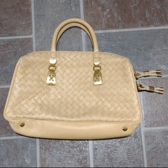 Cole Haan caviar leather beige Nude leather briaded satchel - Picture 9 of 9